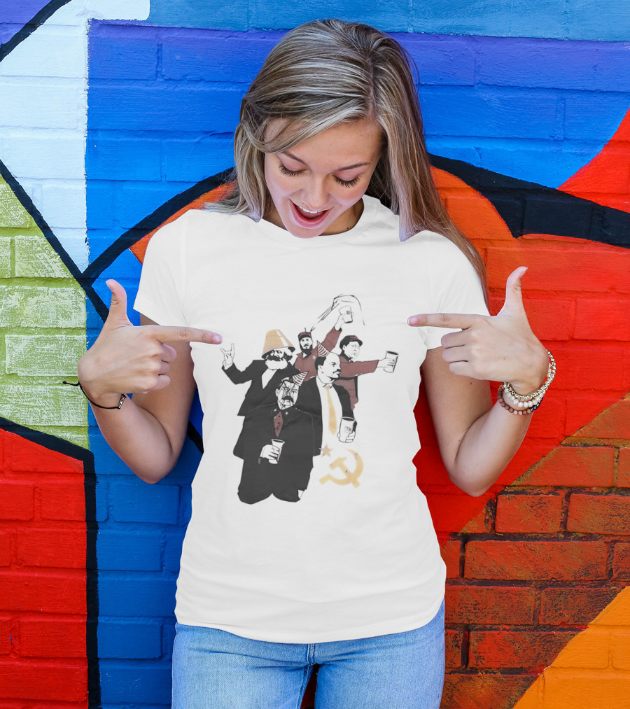 Drunk Karl Marx Vladimir Lenin Joseph Stalin Mao Zedong Fidel Castro Party Communist Humor Lamp Hat T-Shirt