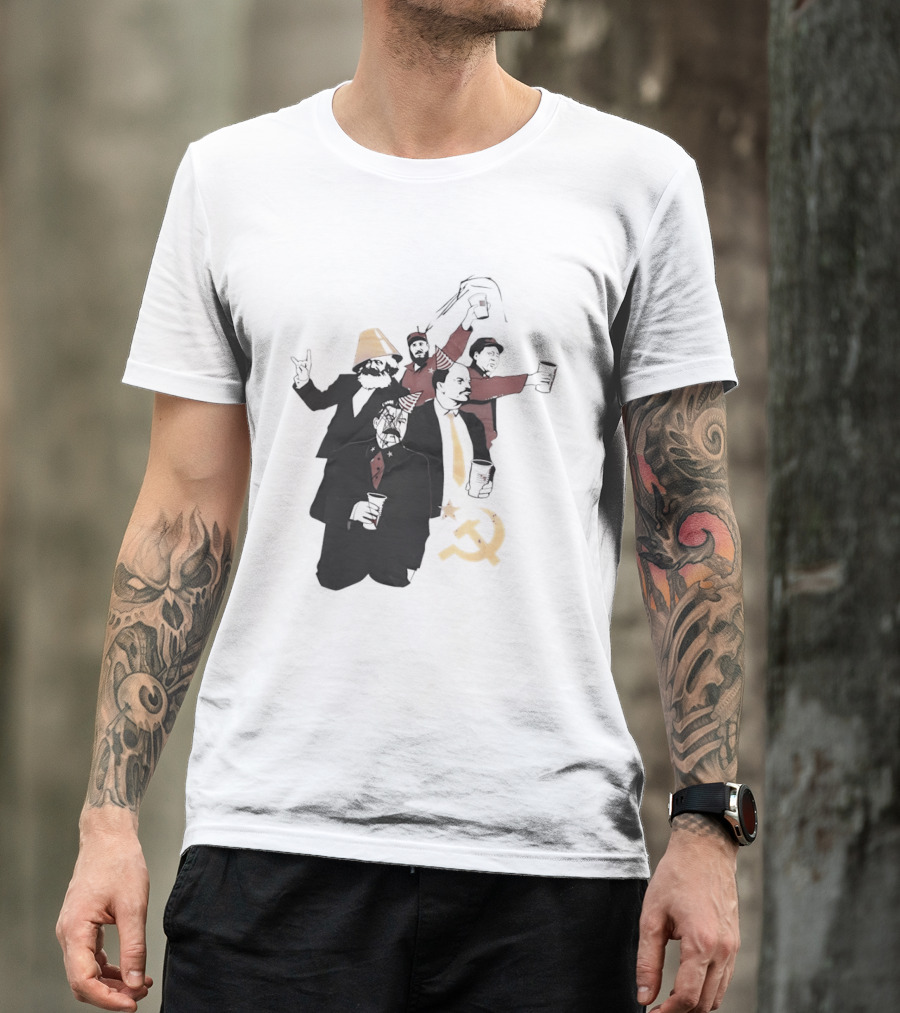 Drunk Karl Marx Vladimir Lenin Joseph Stalin Mao Zedong Fidel Castro Party Communist Humor Lamp Hat T-Shirt