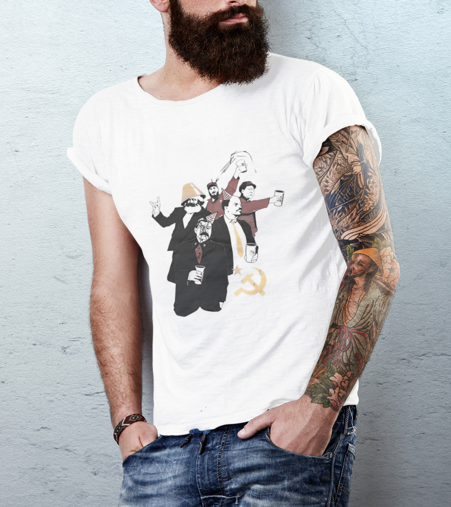 Drunk Karl Marx Vladimir Lenin Joseph Stalin Mao Zedong Fidel Castro Party Communist Humor Lamp Hat T-Shirt