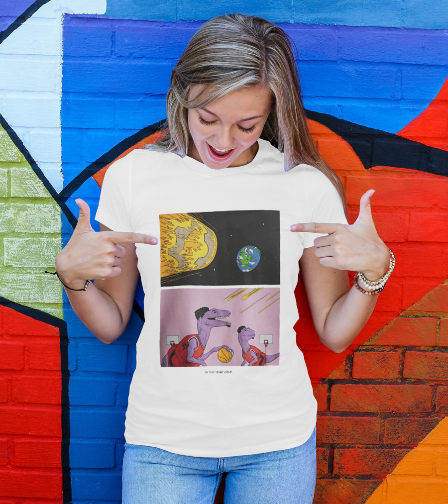 LeBron James Raptors Dinosaurs Meteor Basketball 2018 T-Shirt