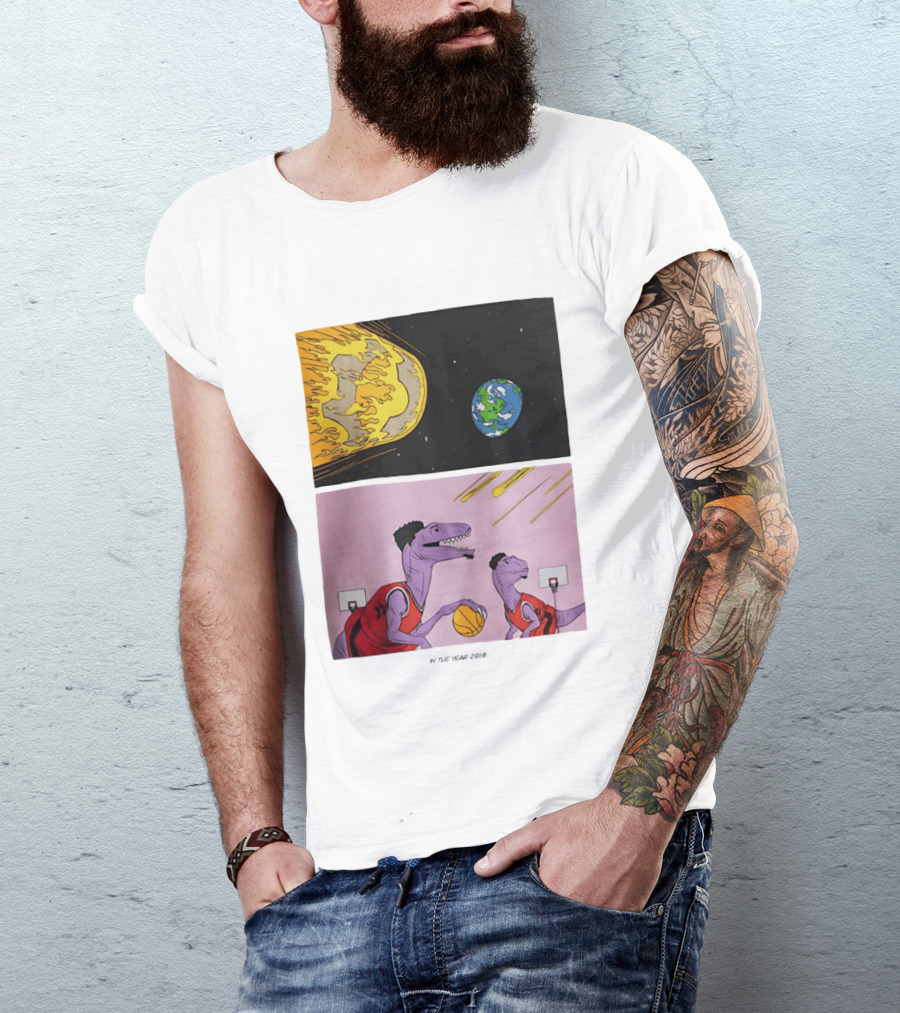 LeBron James Raptors Dinosaurs Meteor Basketball 2018 T-Shirt