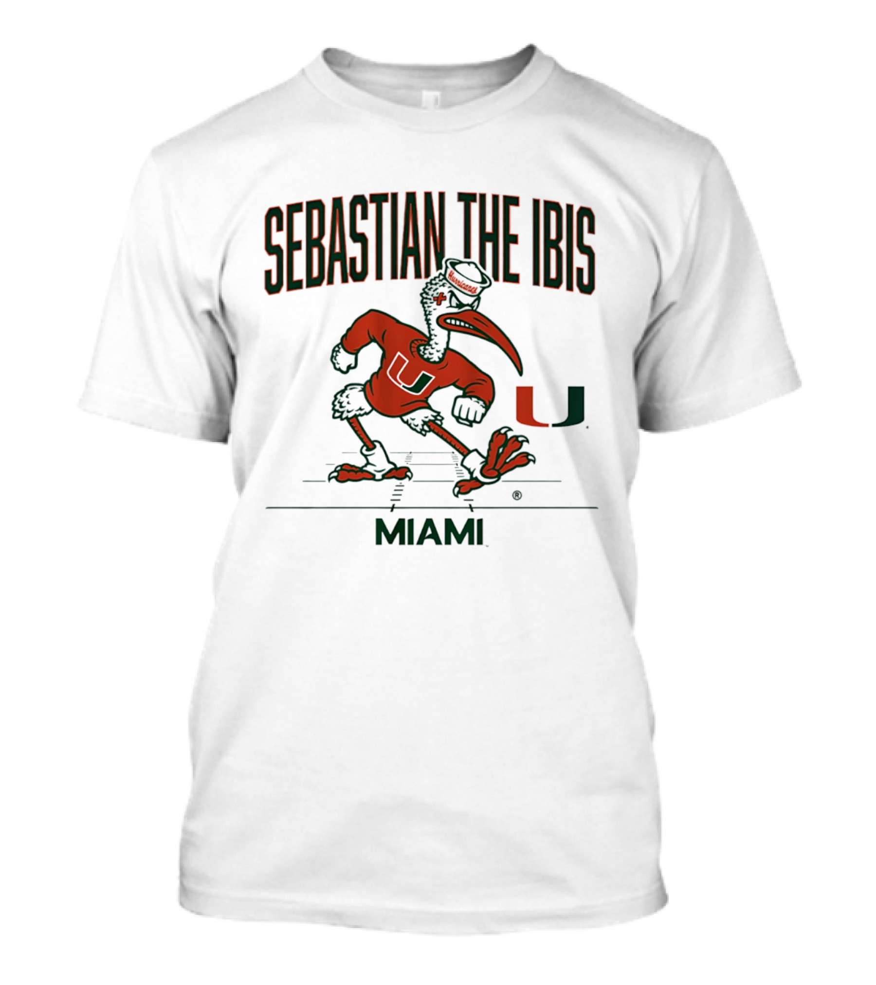 Miami Hurricanes Sebastian The Ibis U Gridiron Game Day Spirit T-Shirt
