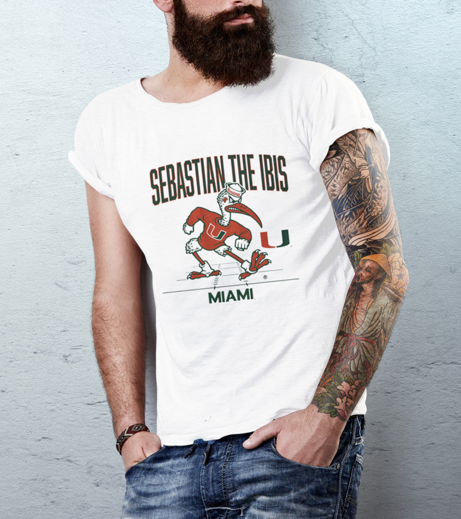 Miami Hurricanes Sebastian The Ibis U Gridiron Game Day Spirit T-Shirt