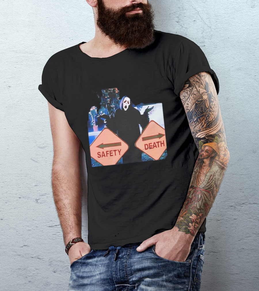 Ghostface Scream Safety Left Death Right Signs T-Shirt