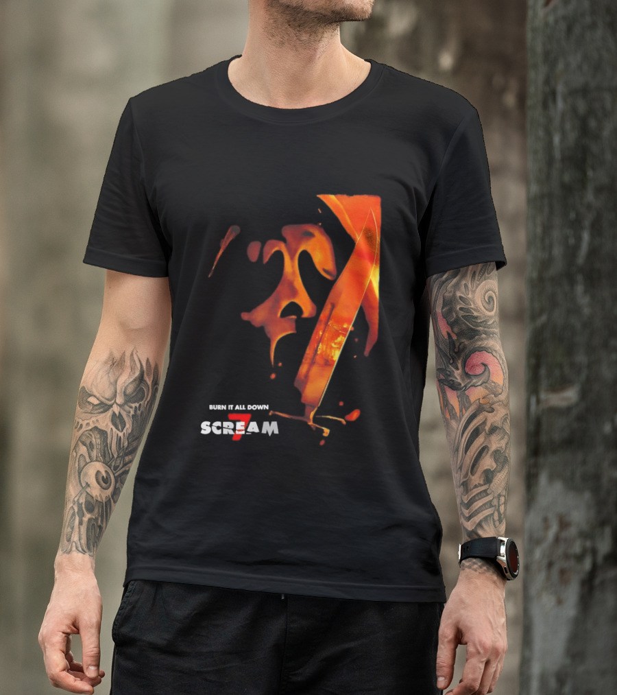 Scream 7 Ghostface Burn It Down Knife T-Shirt