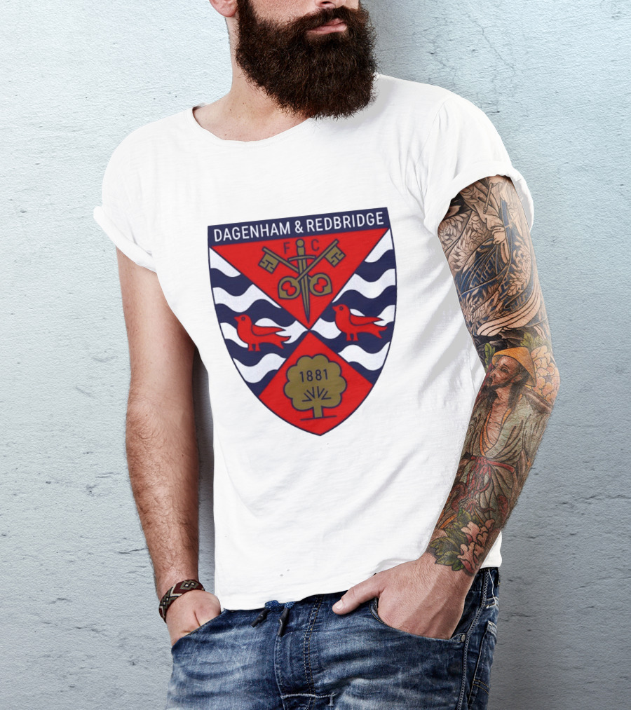 Dagenham Redbridge FC Crest 1881 Ravens Key Waves T-Shirt