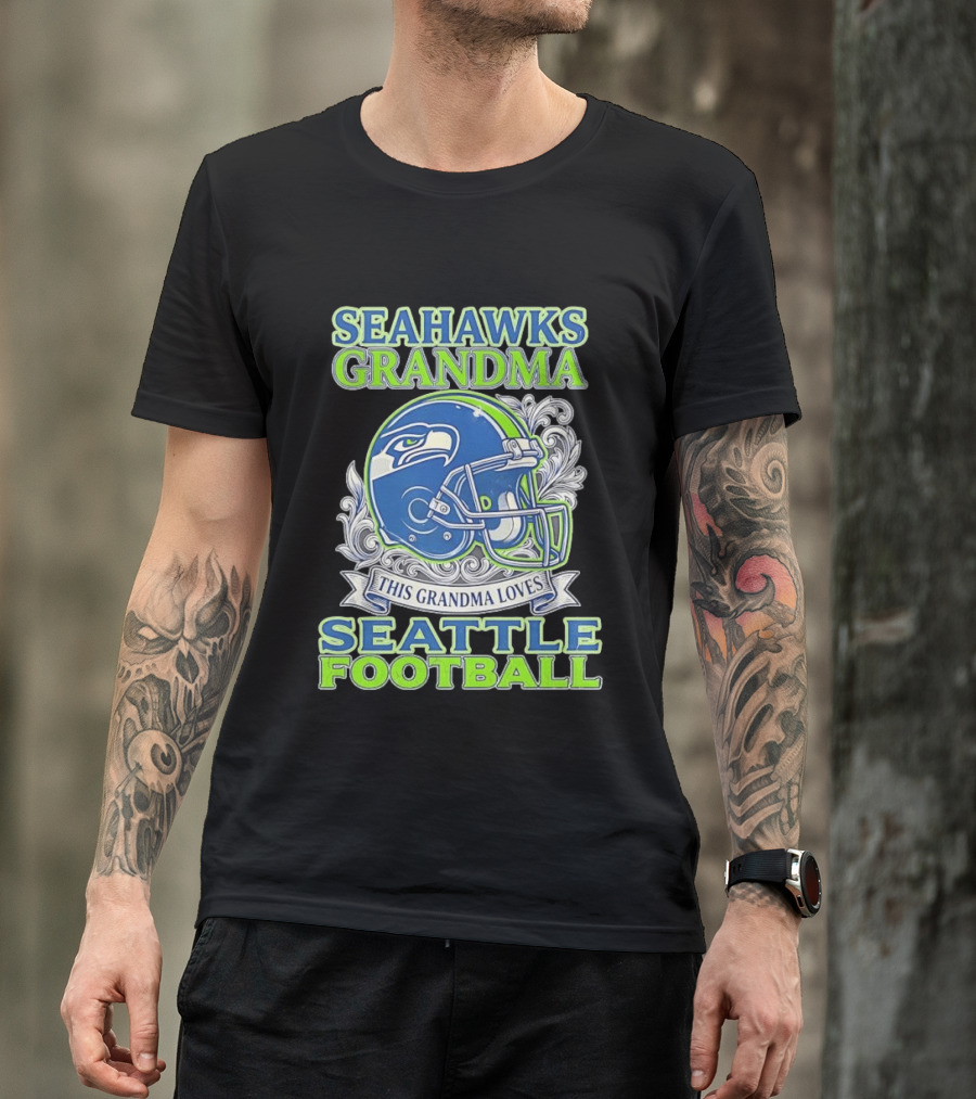 Seahawks Grandma Loves Seattle Football Helmet Seahawks Grandma T-Shirt