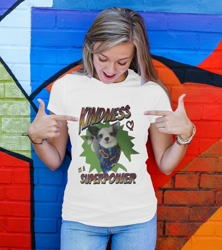 Kindness Is A Superpower Dog With Cape And Heart T-Shirt