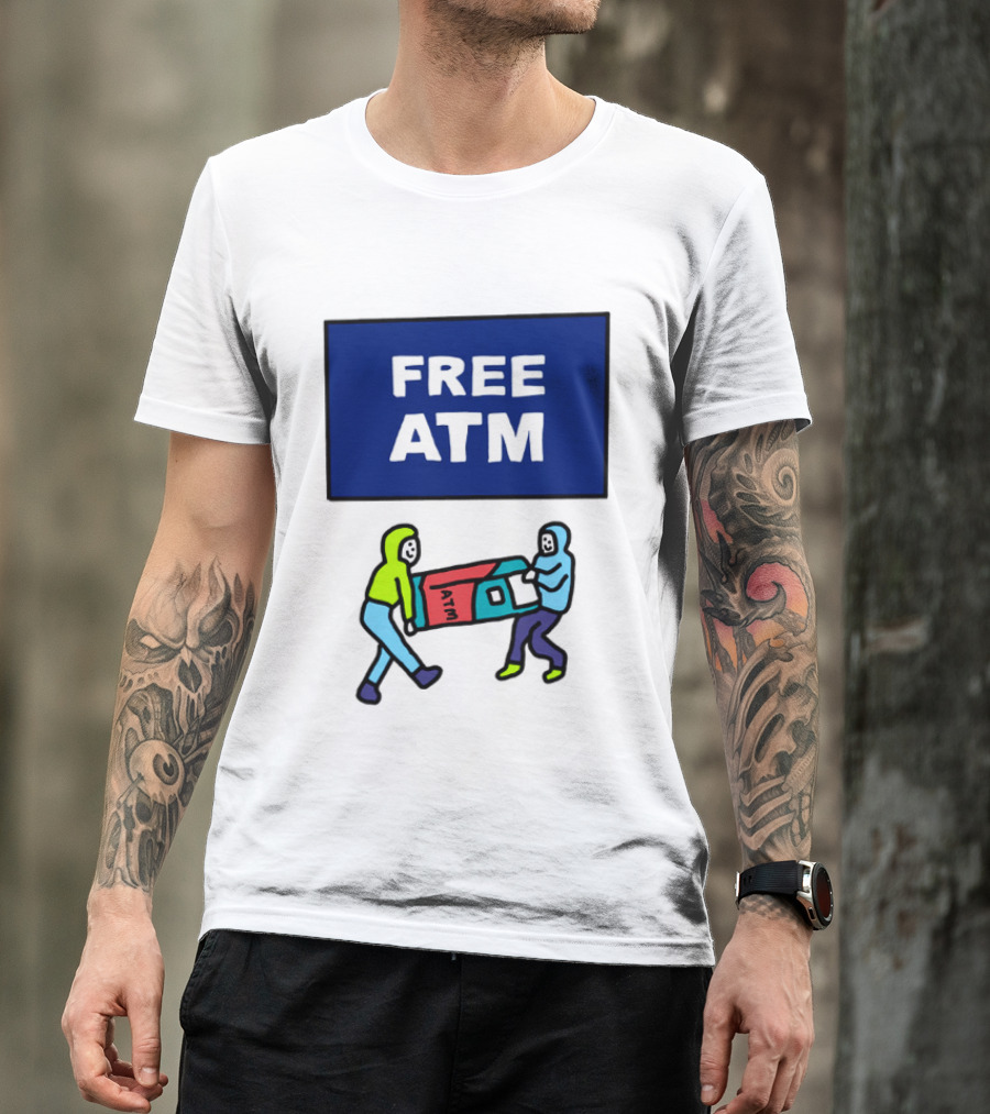 Free ATM Funny Cartoon Drawing T-Shirt