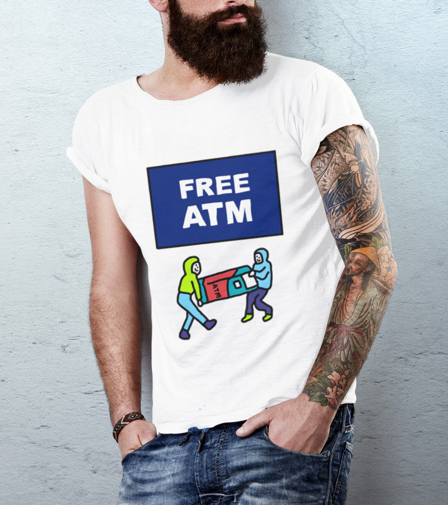 Free ATM Funny Cartoon Drawing T-Shirt