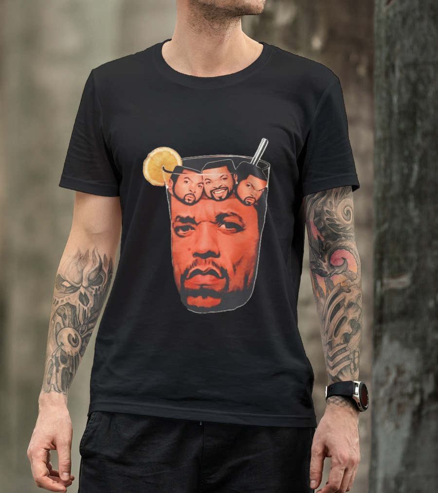 Ice And Ice Cube Faces In Glass With Lemon And Straw T-Shirt