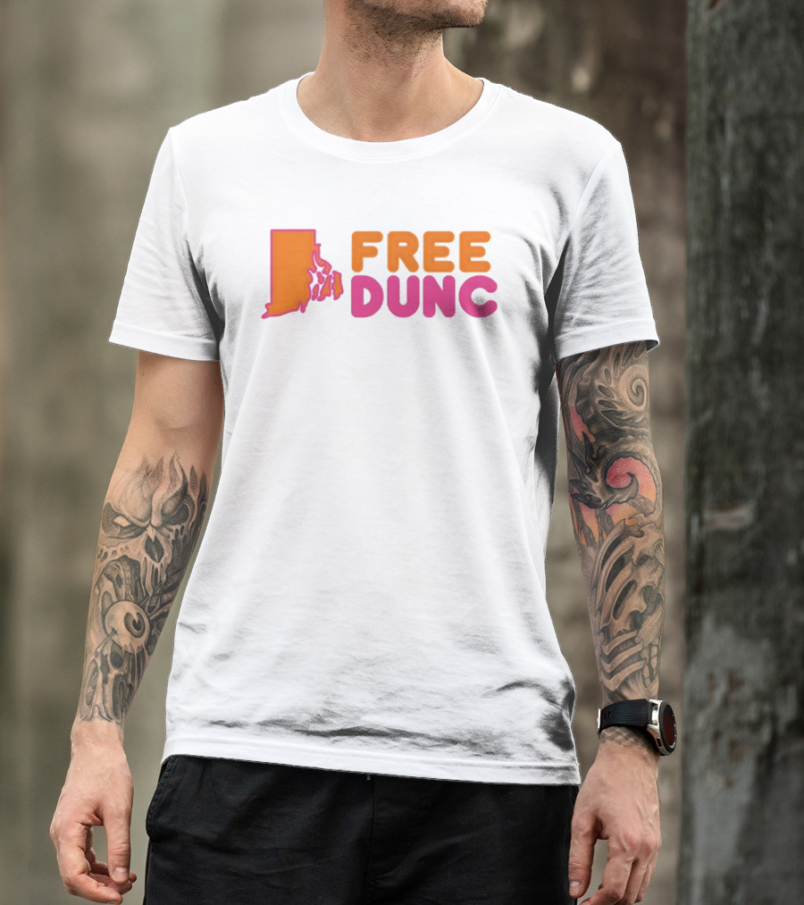 Rhode Island Outline Free Dunc Dunkin Donut T-Shirt