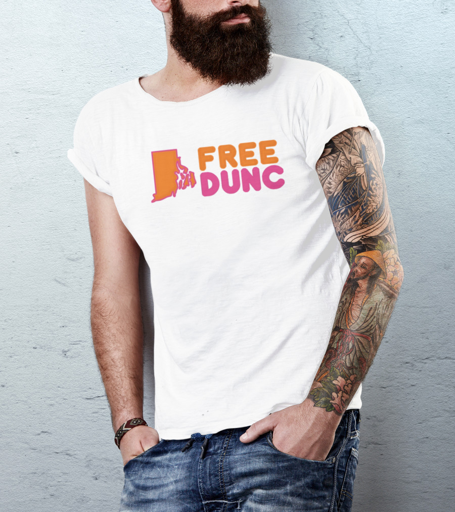 Rhode Island Outline Free Dunc Dunkin Donut T-Shirt