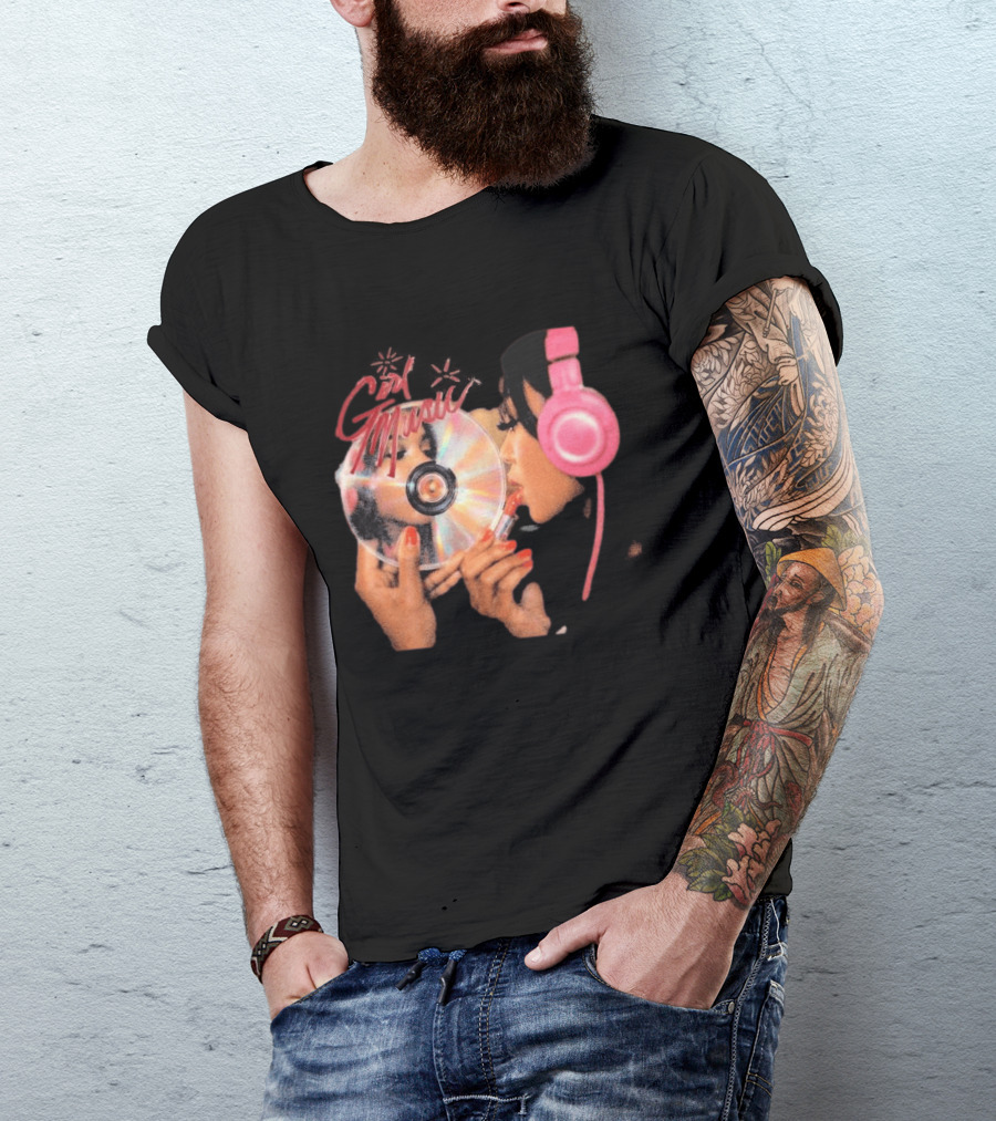 Girl Music Vol 1 EP Cover With Pink Headphones And CD T-Shirt