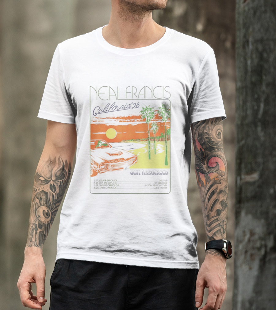 Neal Francis California Tour 2026 Sunset Palm Trees T-Shirt