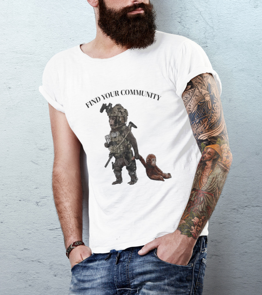 Tactical Punch The Monkey Find Your Community Military Humor T-Shirt