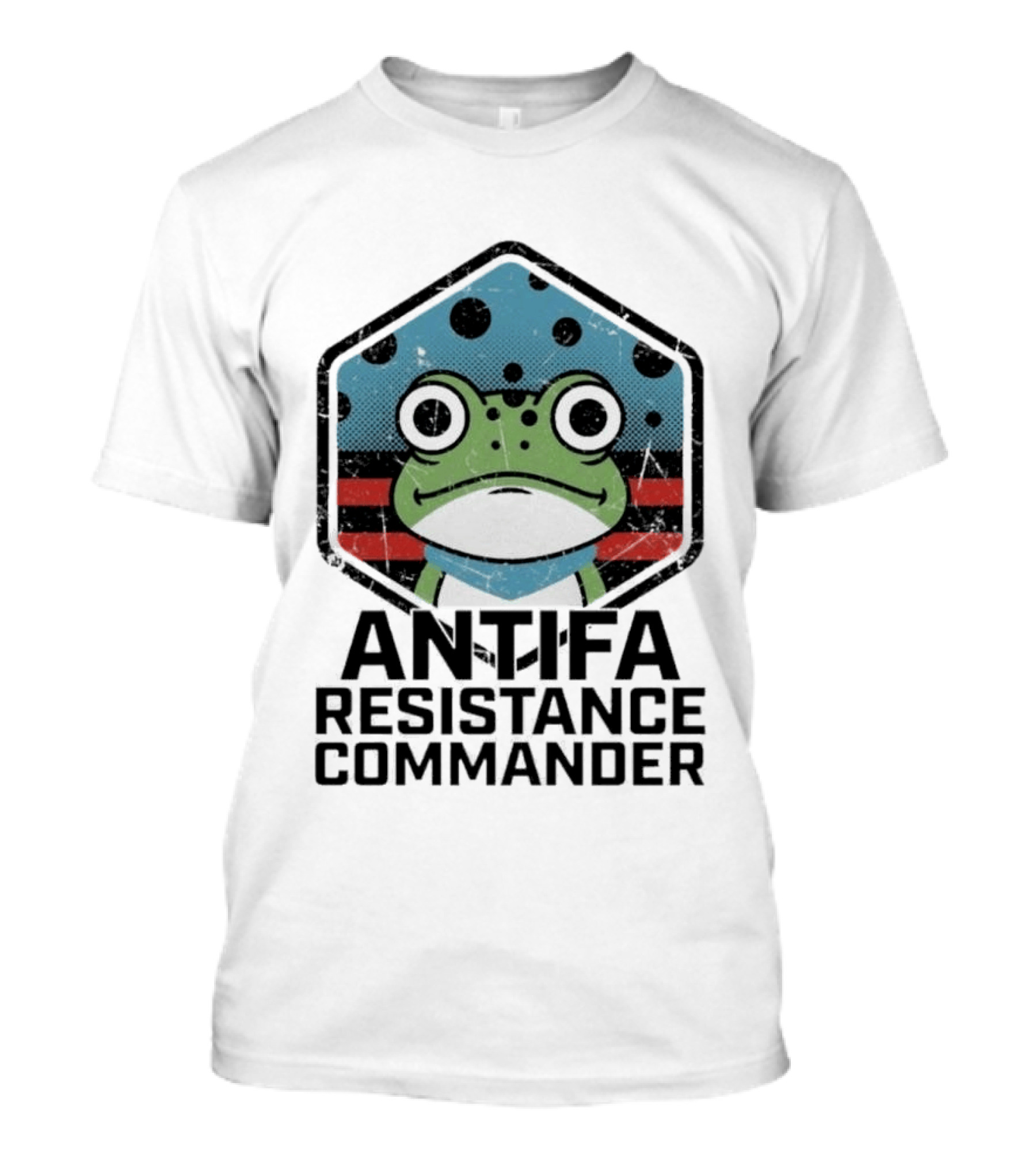 Antifa Resistance Commander Frog Hexagon T-Shirt