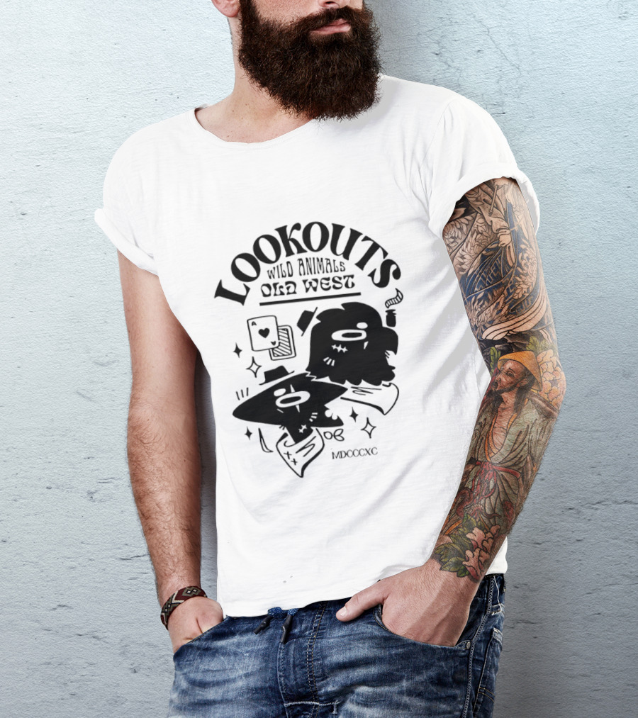 Lookouts Wild Animals Old West Card Game MDCCCXC T-Shirt