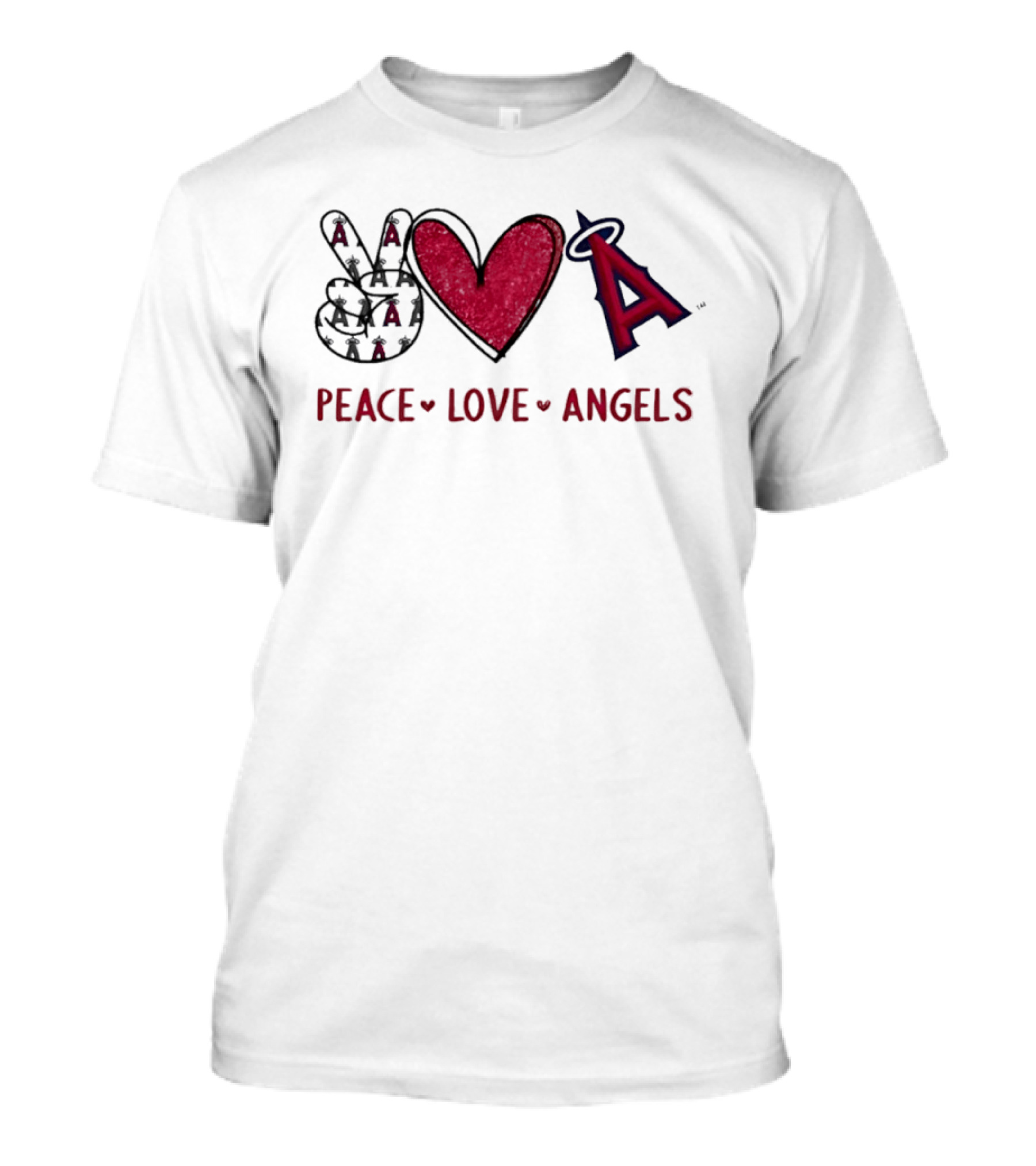 Los Angeles Angels Peace Love Angels Hand Sign Heart Shape Iconic Team T-Shirt