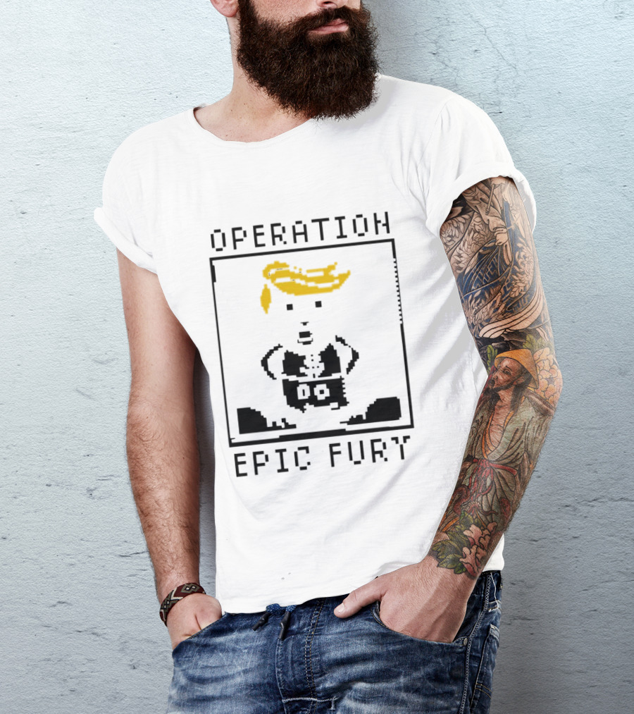 Operation Epic Fury Trump Cartoon Blocky Style Yellow Hair T-Shirt