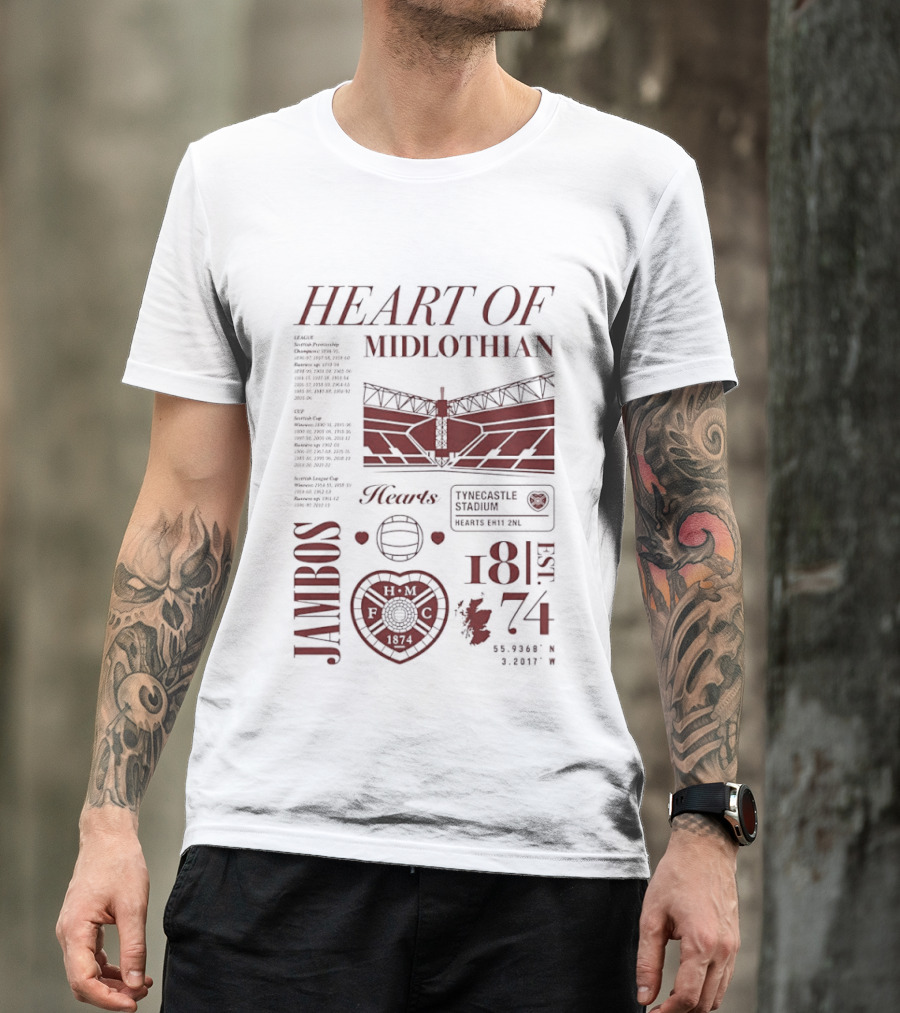 Heart Of Midlothian Jambos Est 1874 Scottish Football Club T-Shirt
