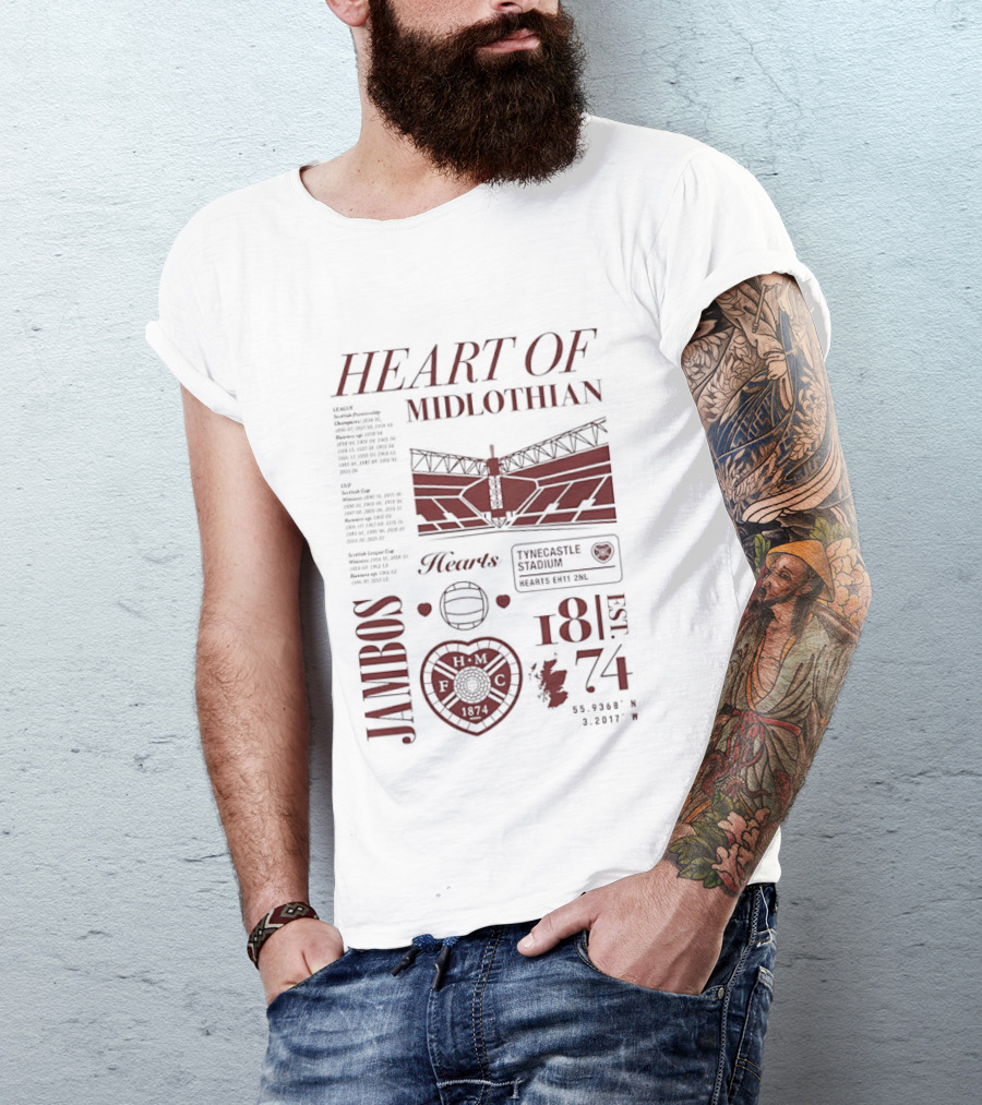Heart Of Midlothian Jambos Est 1874 Scottish Football Club T-Shirt