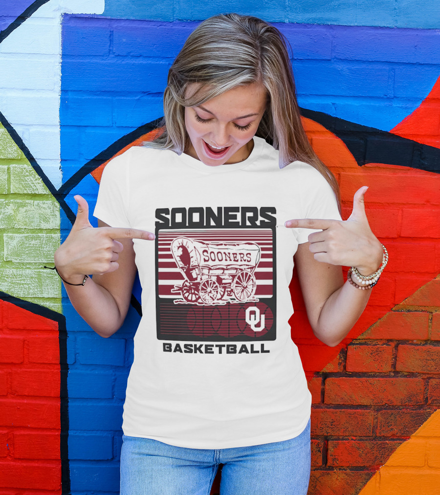 Sooners Basketball 1800s Wagon OU Staredown T-Shirt
