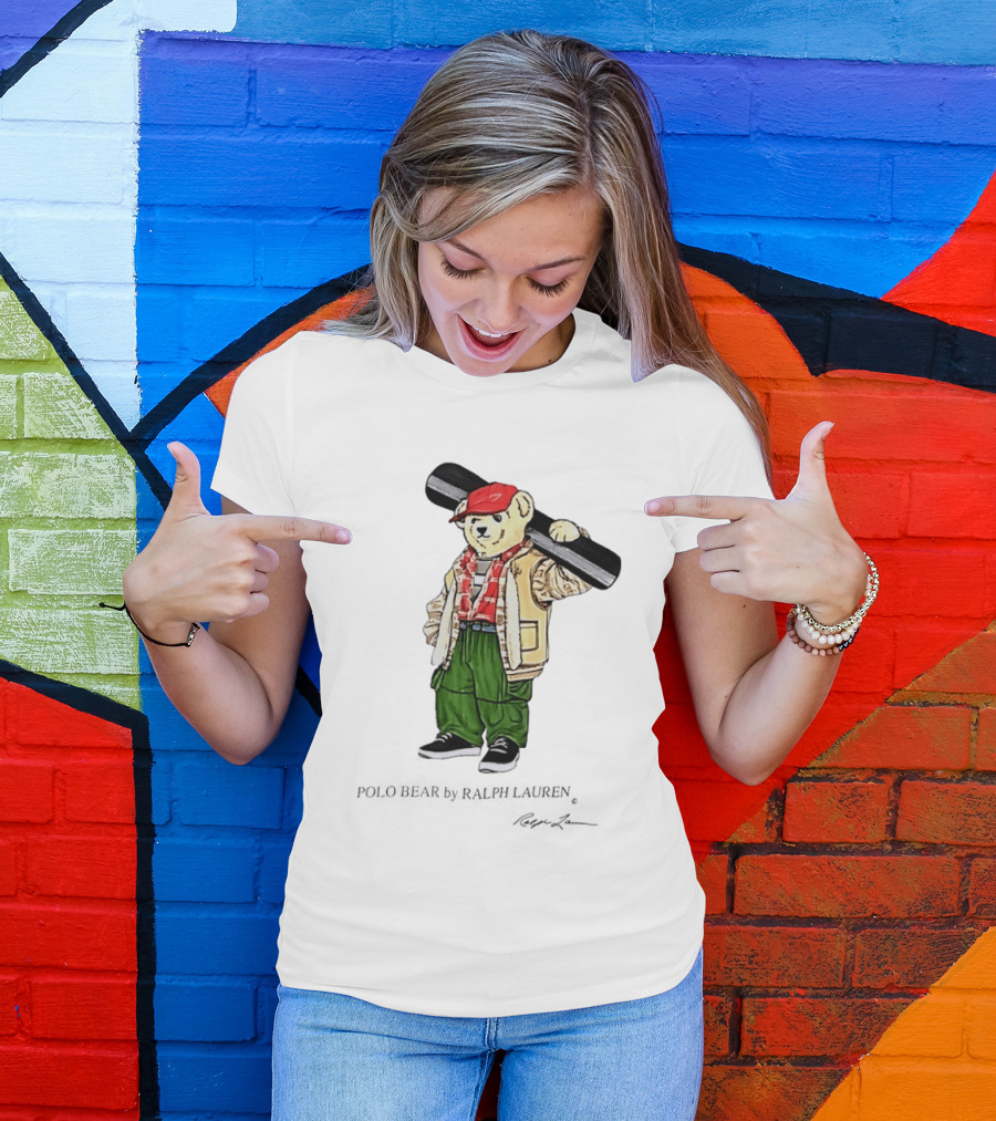 Polo Bear Ralph Lauren Vintage Outdoors Style Skier Fashion T-Shirt