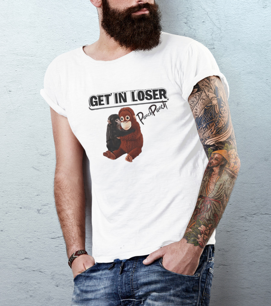 Punch Monkey Get In Loser Funny PopPiPi T-Shirt