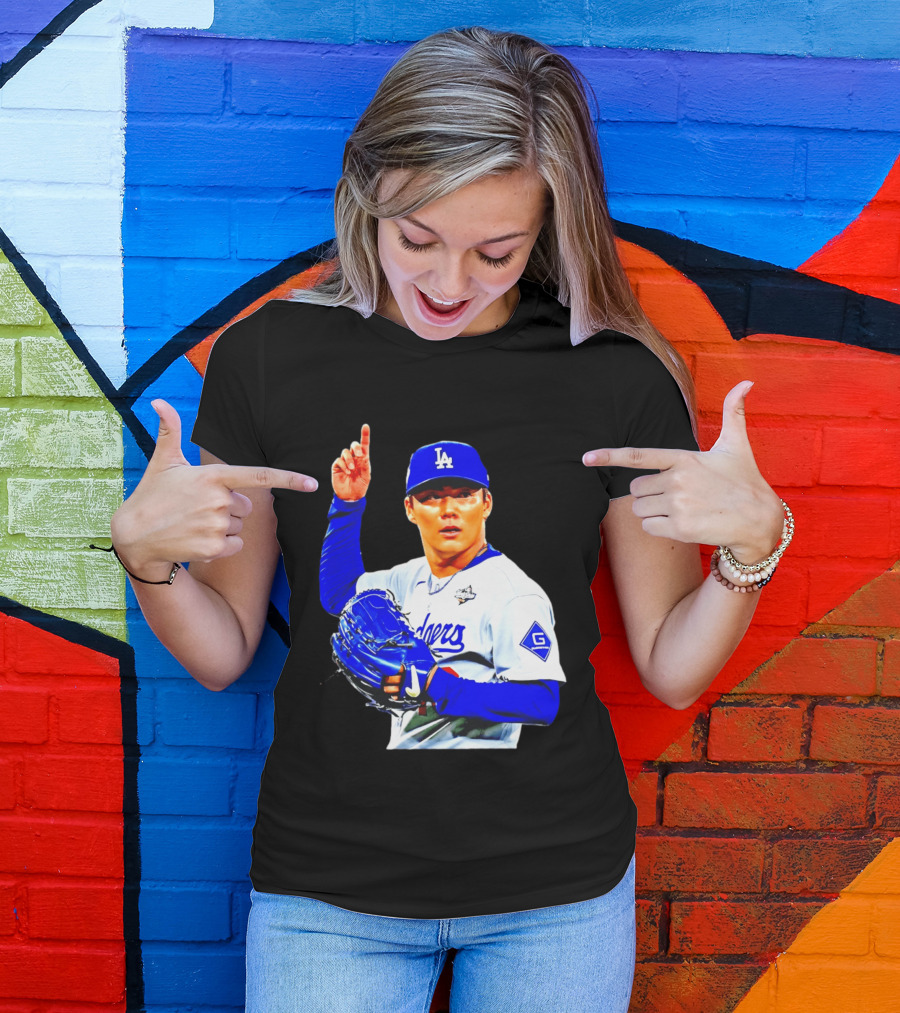Yoshinobu Yamamoto '26 Los Angeles Dodgers Player Blue Glove T-Shirt