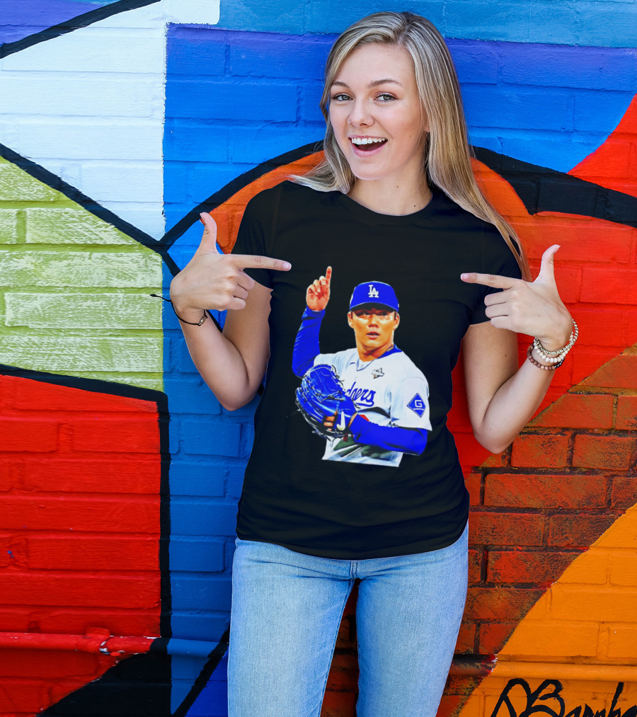Yoshinobu Yamamoto '26 Los Angeles Dodgers Player Blue Glove T-Shirt