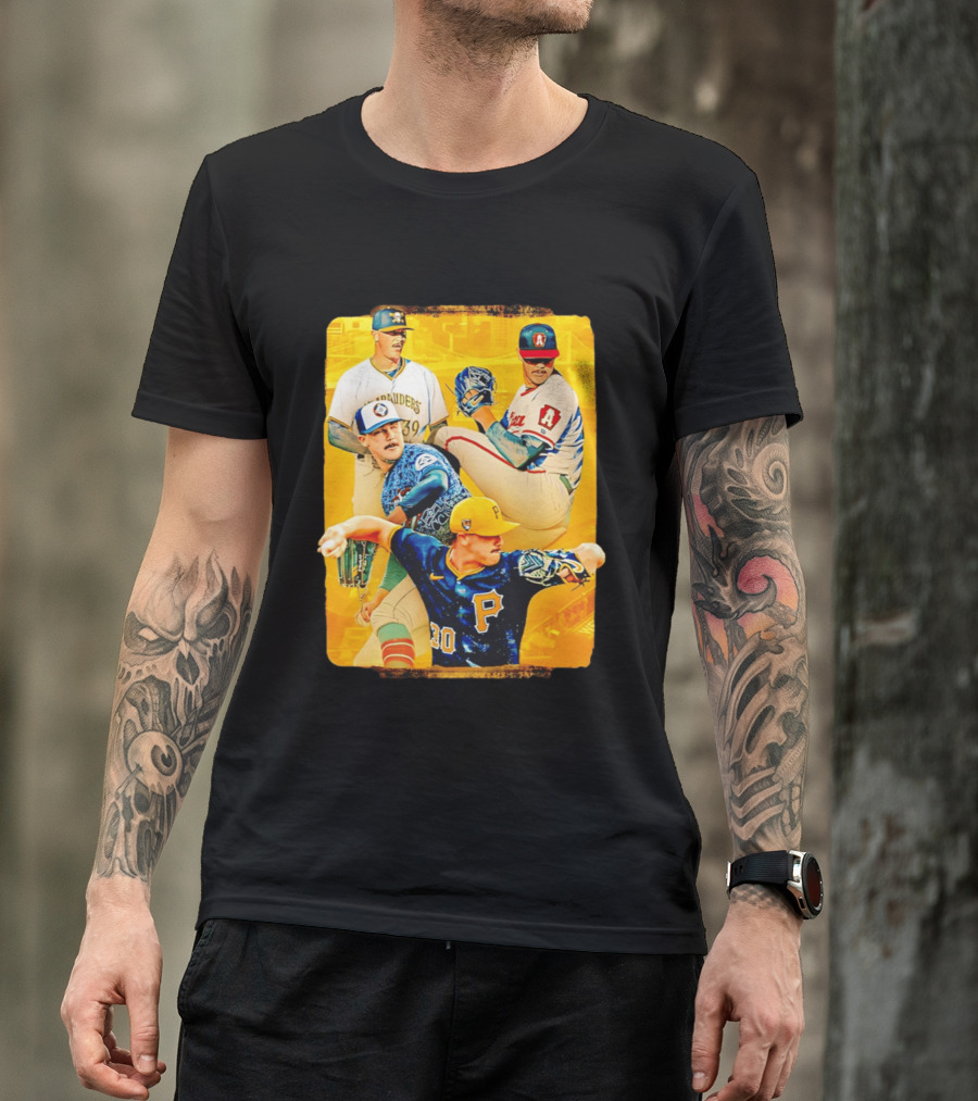 Paul Skenes Pitching Collage Pittsburgh Pirates 2026 T-Shirt