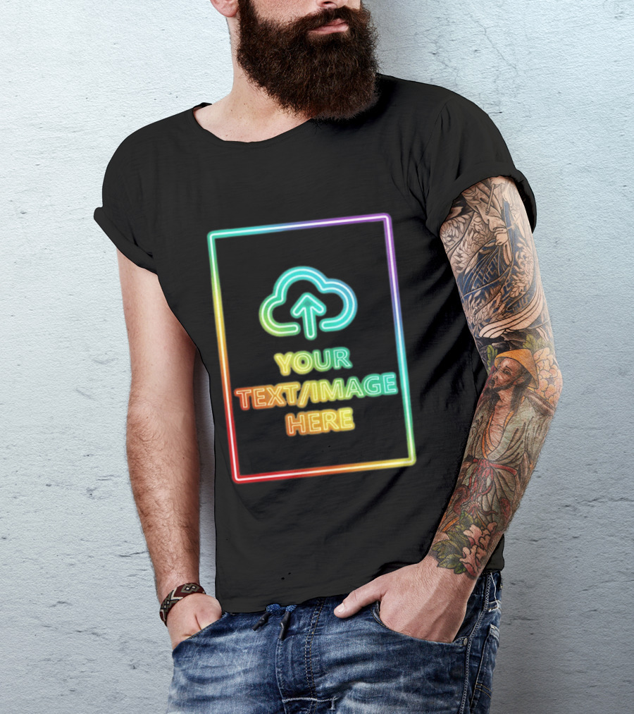 Your Text Image Here Neon Light Cloud Upload T-Shirt