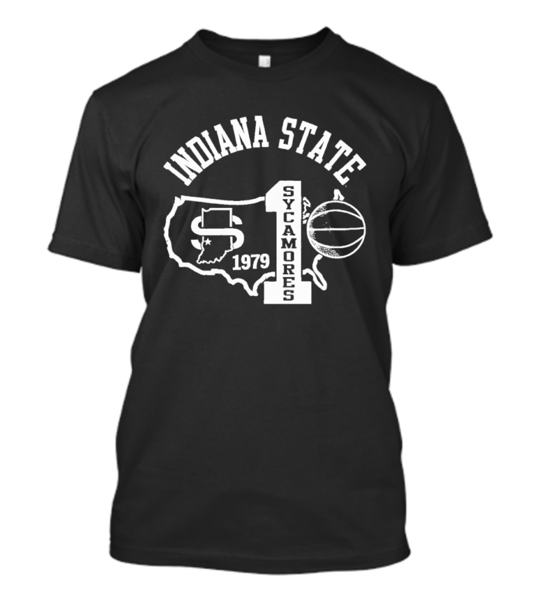Indiana State Sycamores 1979 Number One Basketball State Map T-Shirt