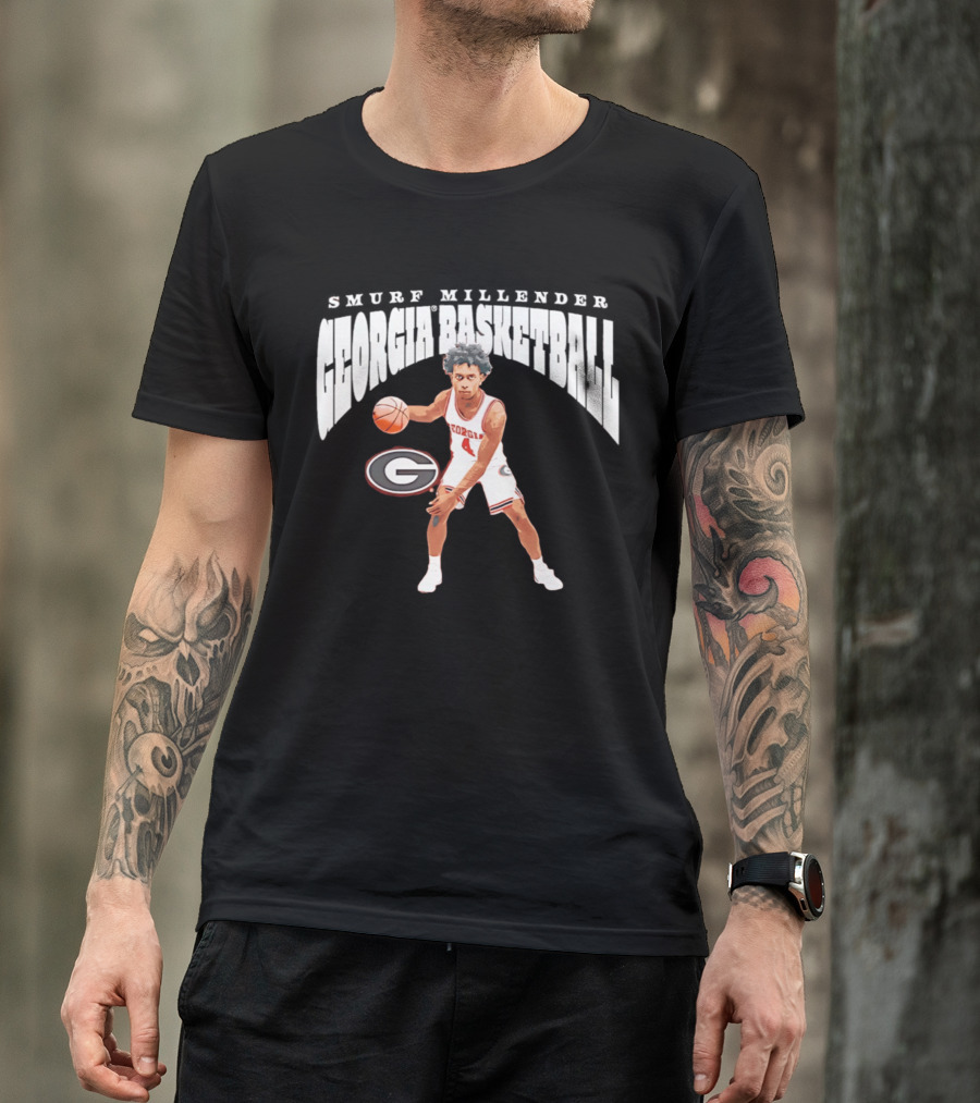 Georgia Bulldogs Smurf Millender Player Collage Basketball Team Merch T-Shirt