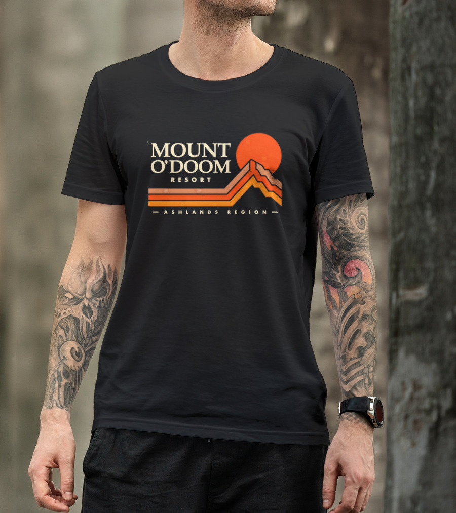 Mount O'Doom Resort Ashlands Region Sunset Retro Mountain T-Shirt