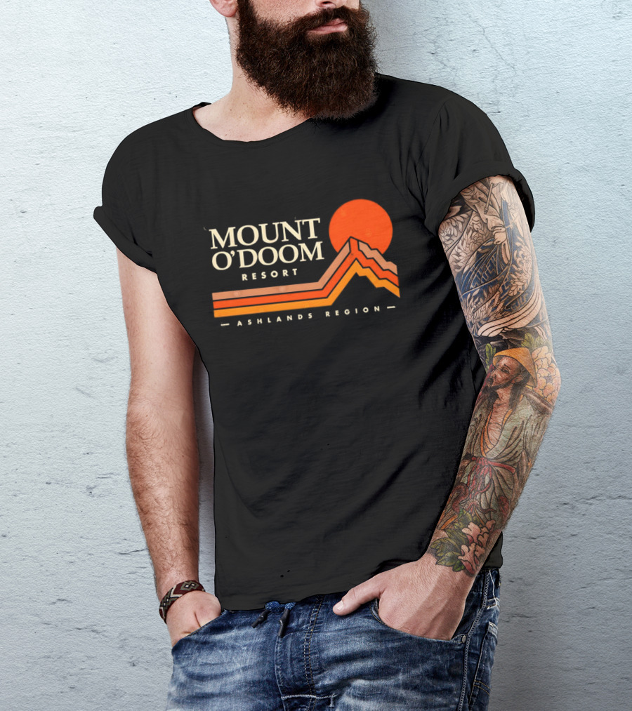 Mount O'Doom Resort Ashlands Region Sunset Retro Mountain T-Shirt