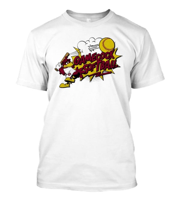 Gamecock Softball Cartoon Player Batting With Ball T-Shirt