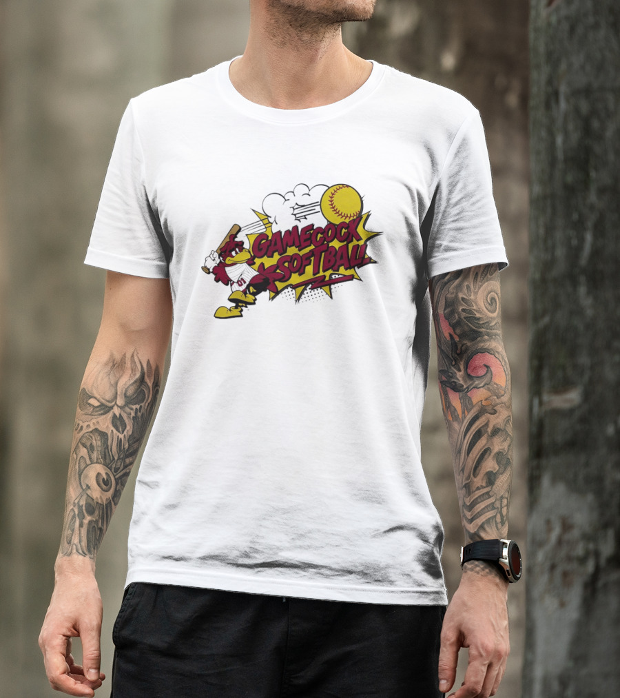 Gamecock Softball Cartoon Player Batting With Ball T-Shirt