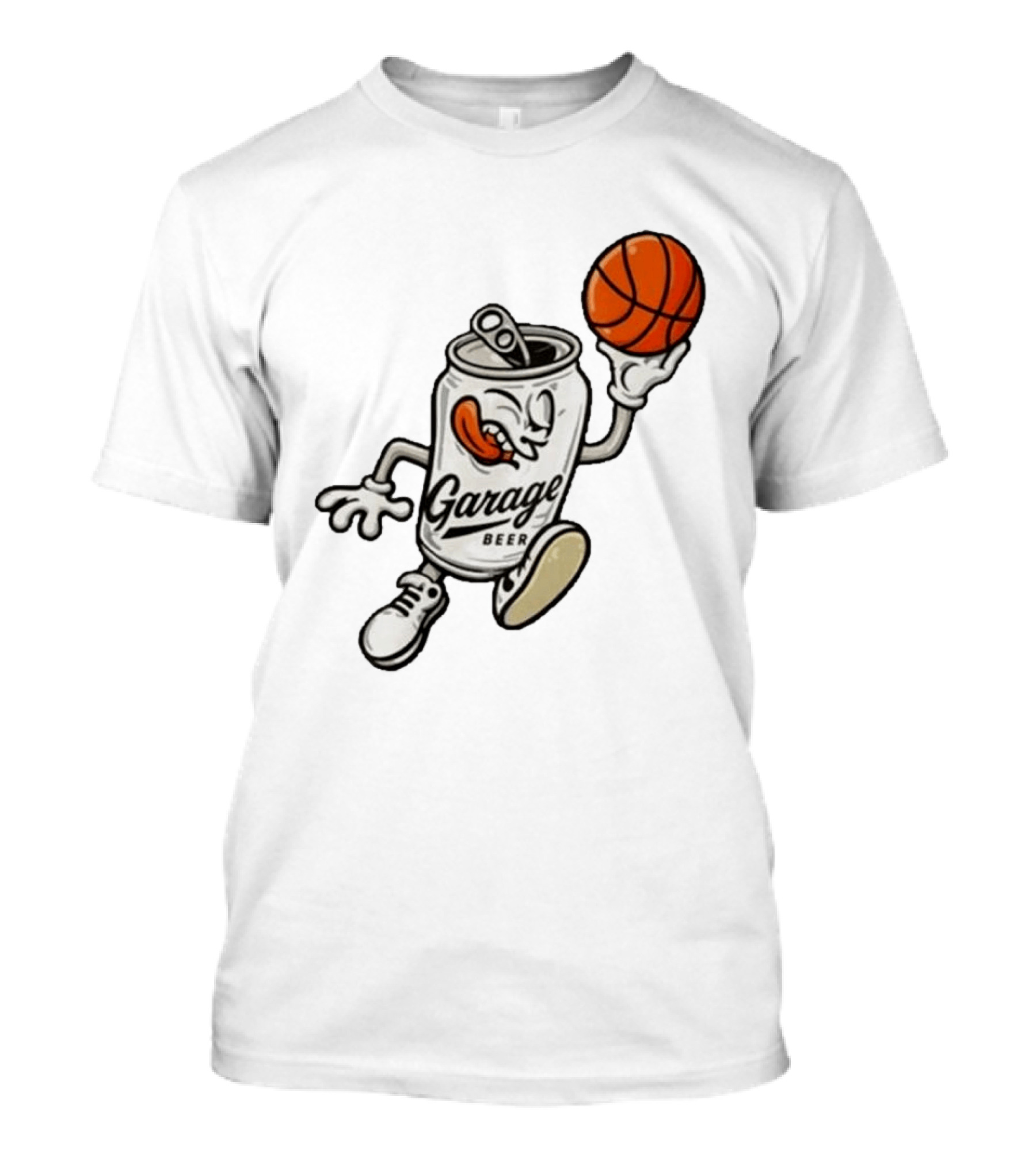 Garage Beer Can Basketball Cartoon T-Shirt