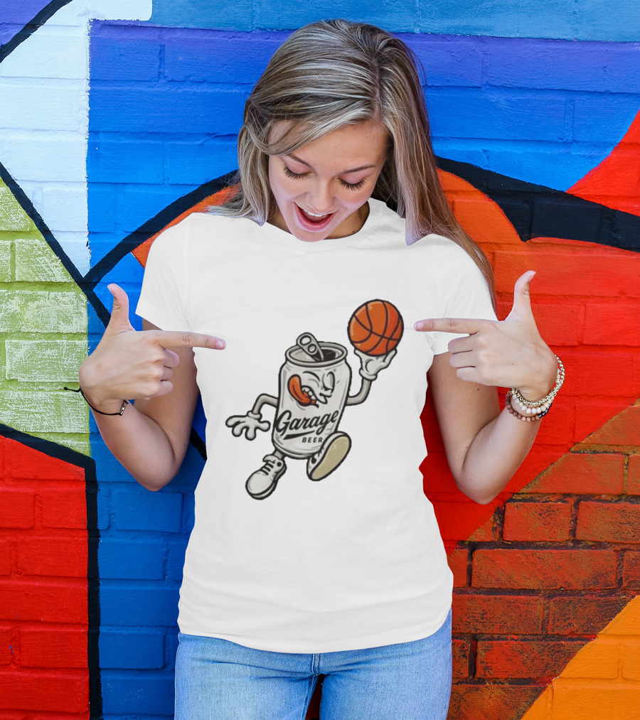 Garage Beer Can Basketball Cartoon T-Shirt