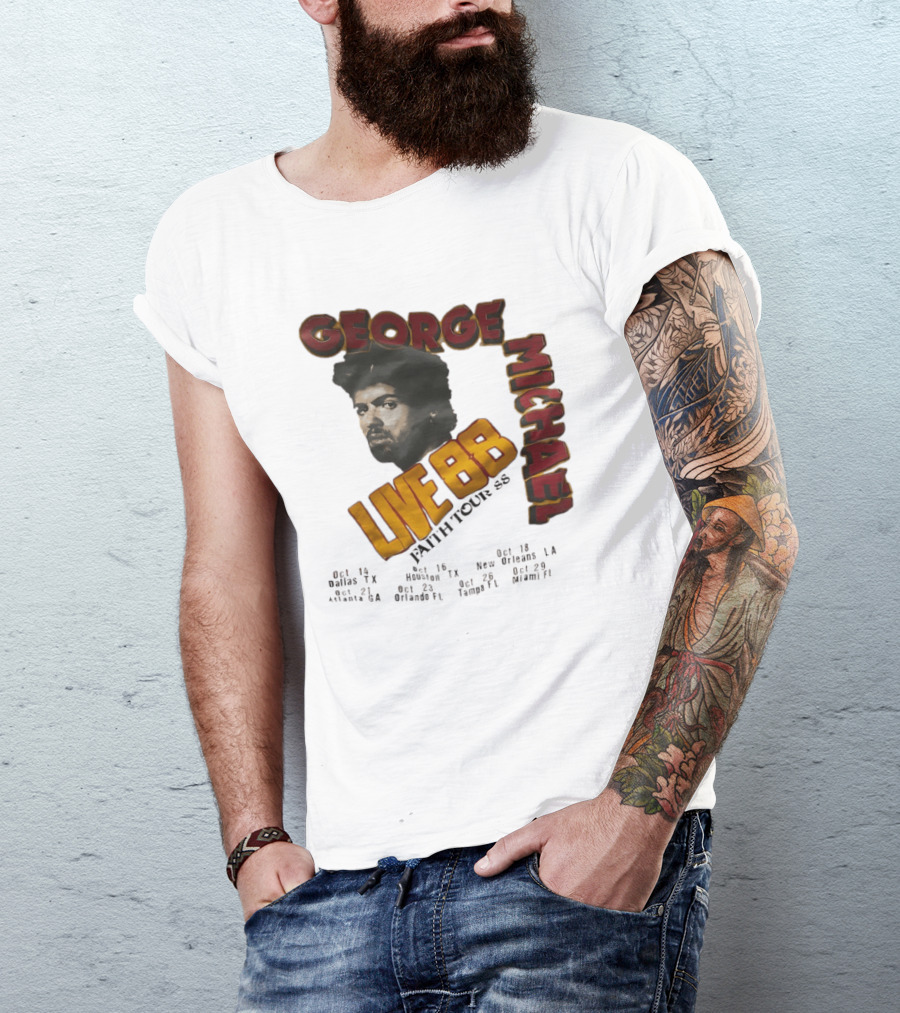 George Michael Live 88 Faith Tour 1988 Wembley Birmingham Glasgow Paris Dortmund Rotterdam T-Shirt