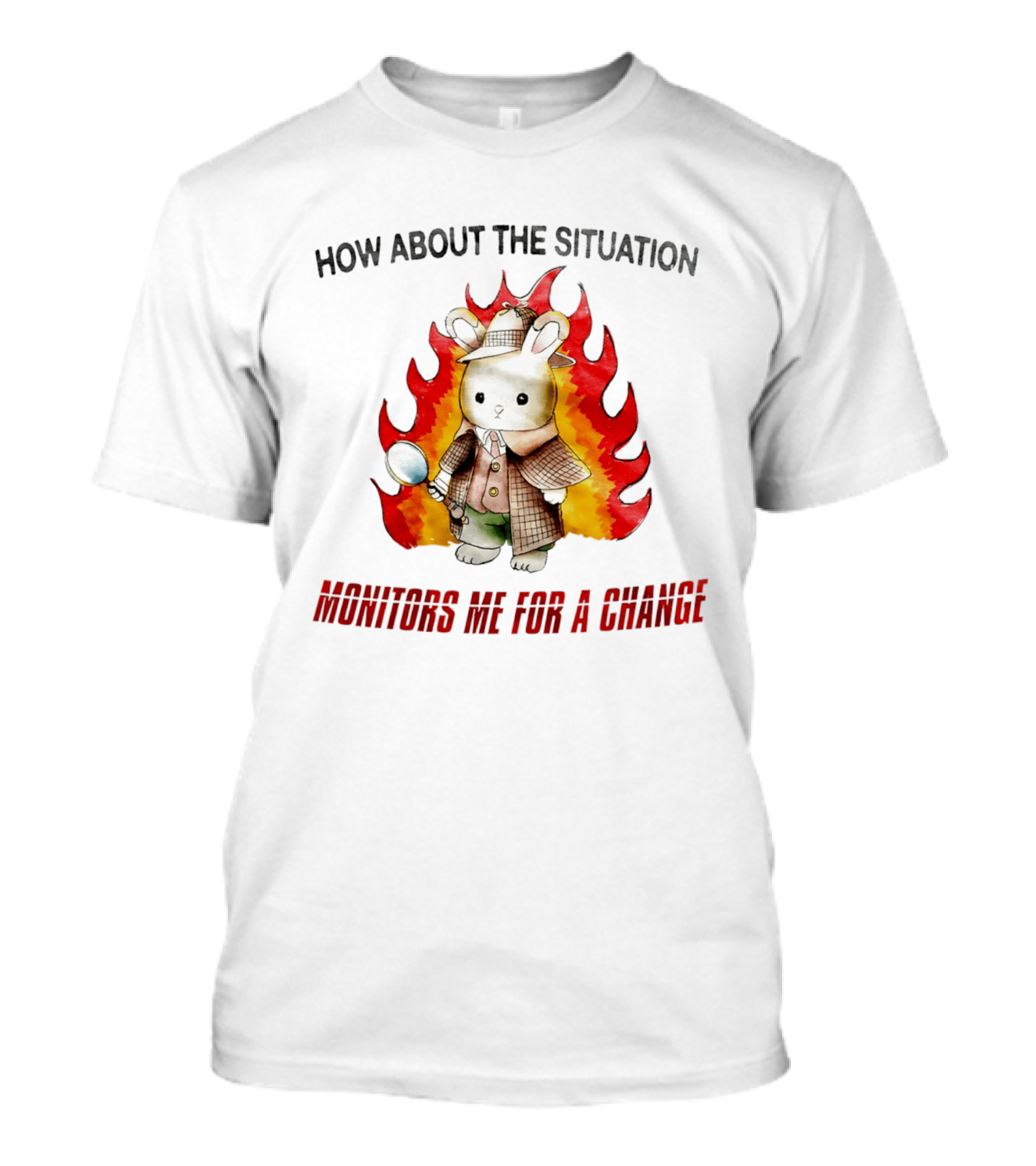 How About The Situation Monitors Me For A Change Bunny Detective In Flames T-Shirt