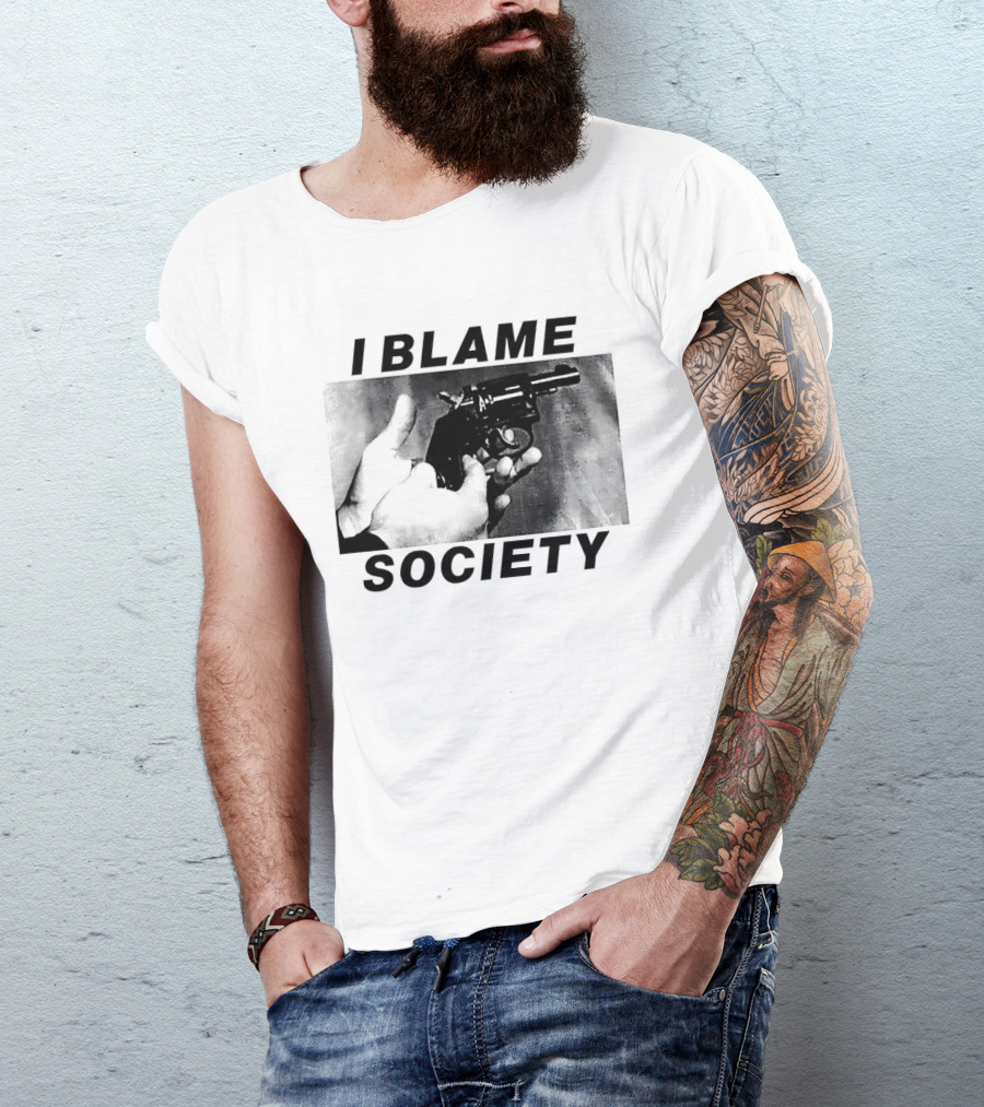 I Blame Society Raised Middle Finger Attitude T-Shirt