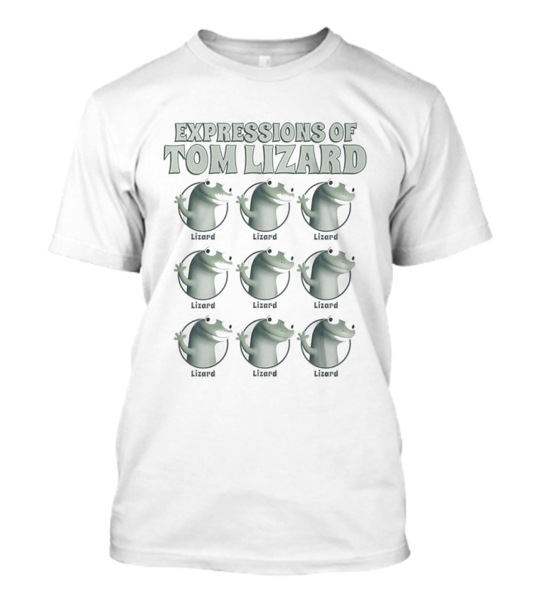 Expressions Of Tom Lizard Fun Mood Faces T-Shirt