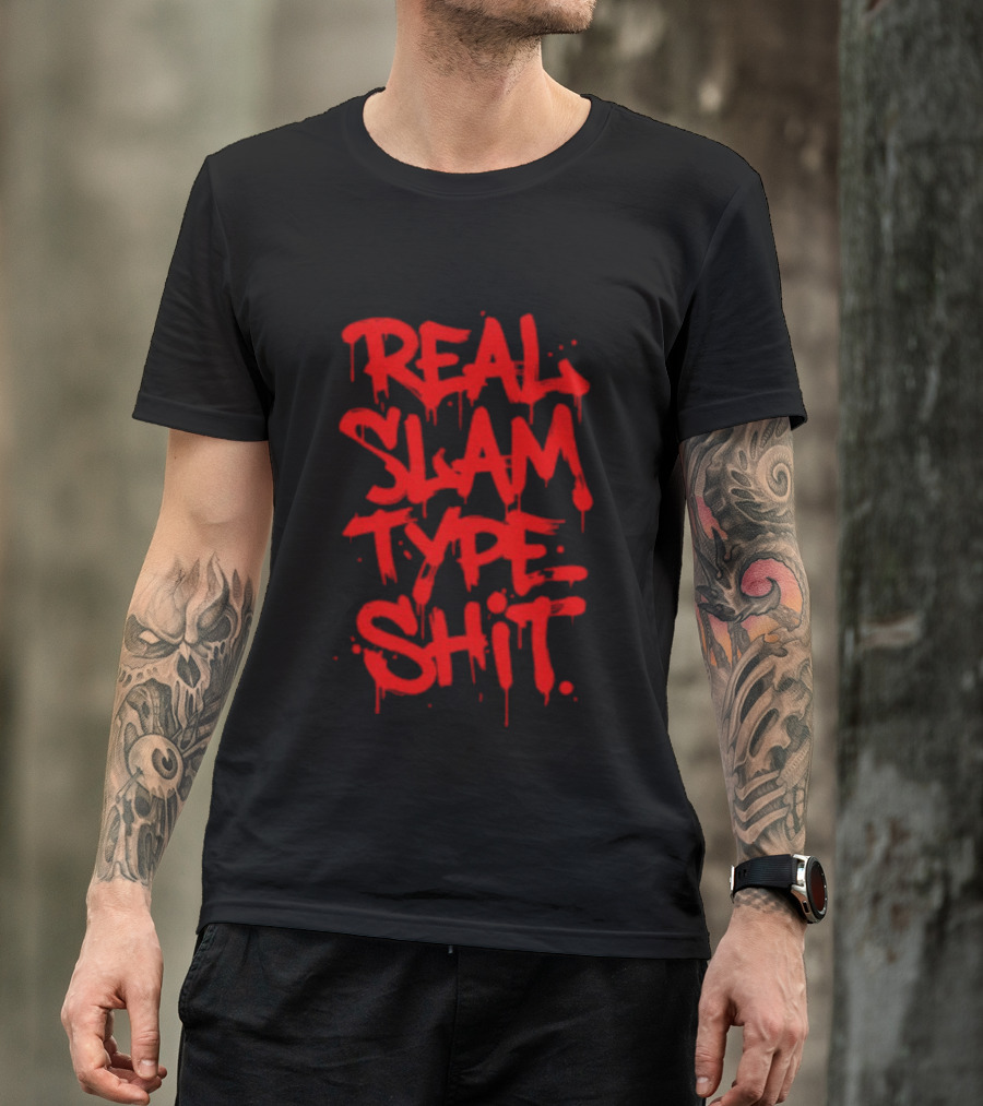 REAL SLAM TYPE SHIT Graffiti Style Red Drip T-Shirt