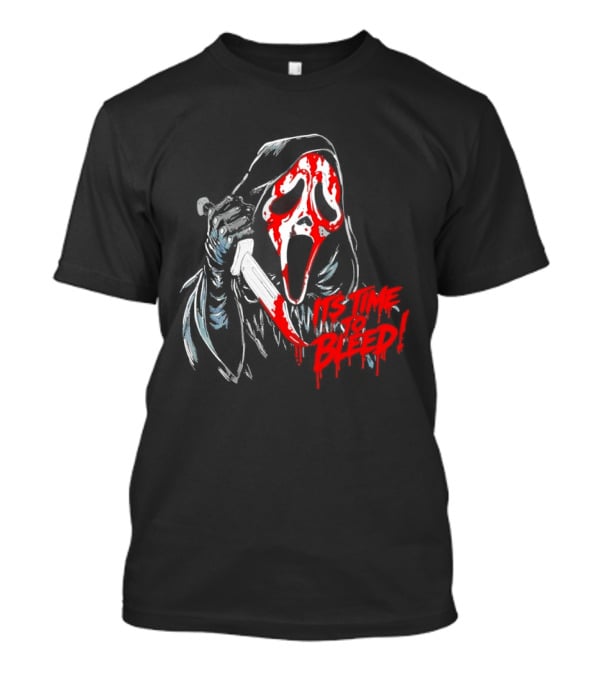 Ghost Face Time To Bleed Horror Iconic Scream Mask T-Shirt