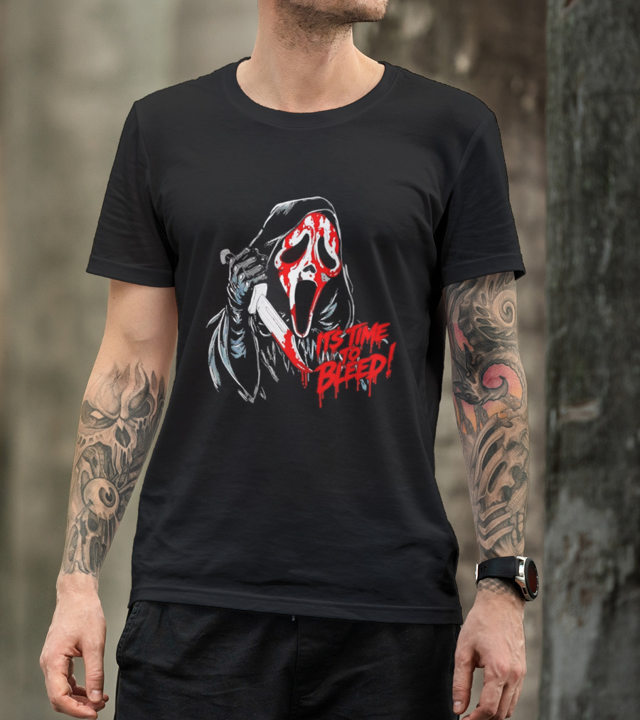 Ghost Face Time To Bleed Horror Iconic Scream Mask T-Shirt