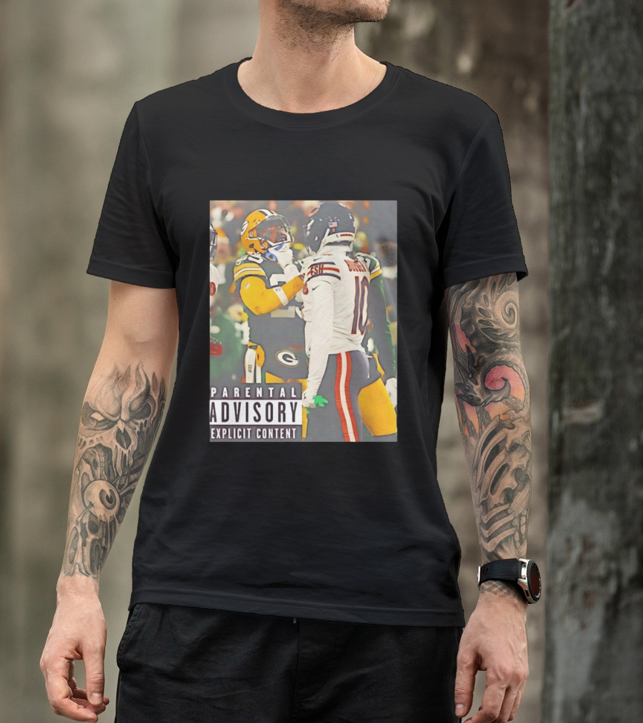 Green Bay Packers Vs Chicago Bears Rivalry Parental Advisory Explicit Content T-Shirt