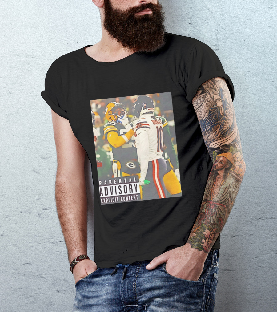 Green Bay Packers Vs Chicago Bears Rivalry Parental Advisory Explicit Content T-Shirt